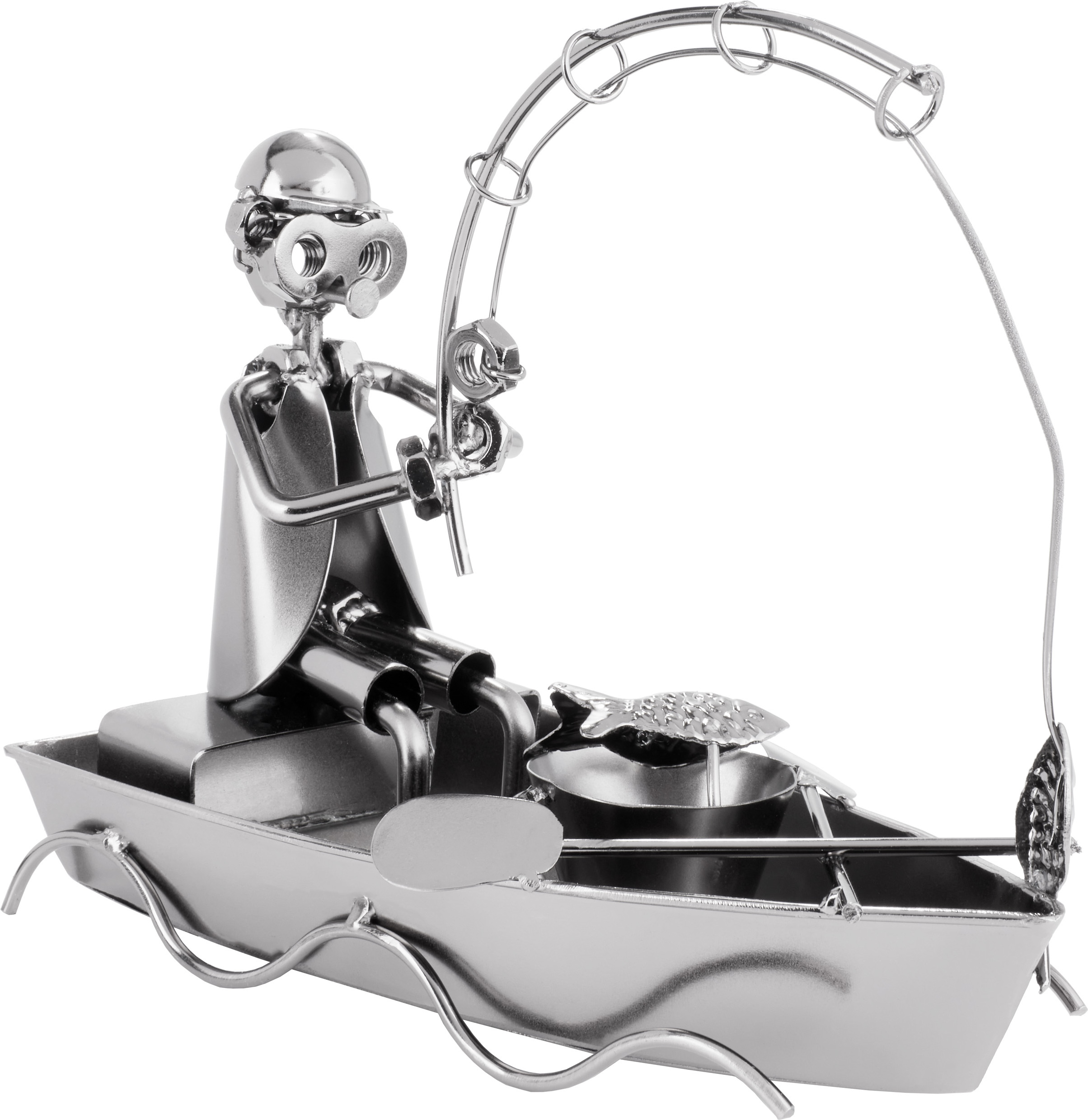 Idee Per Regali Originali BRUBAKER Vite Uomo Pescatore In Barca - Figura Artigianale In Ferro Uomo Di Metallo Fishing - Idea Regalo In Metallo Per Pescatori E Pescatori Sopramobili Steelman24