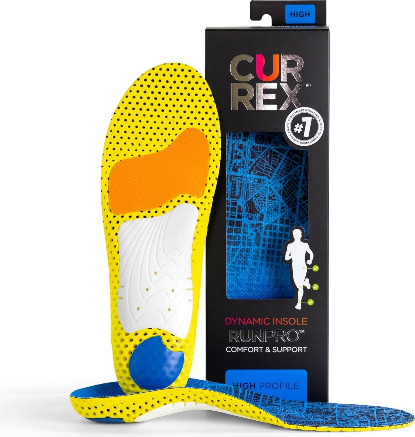 Semelles Currex RunPRO Haute Voûte – Taille M (homme 7-8.5 / Femme 8.5-10), état Correct