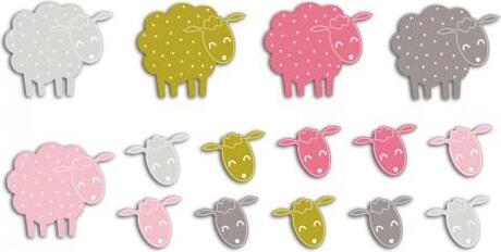 TOGA 20 Schafausschnitte - rosa-grün-grau 2471