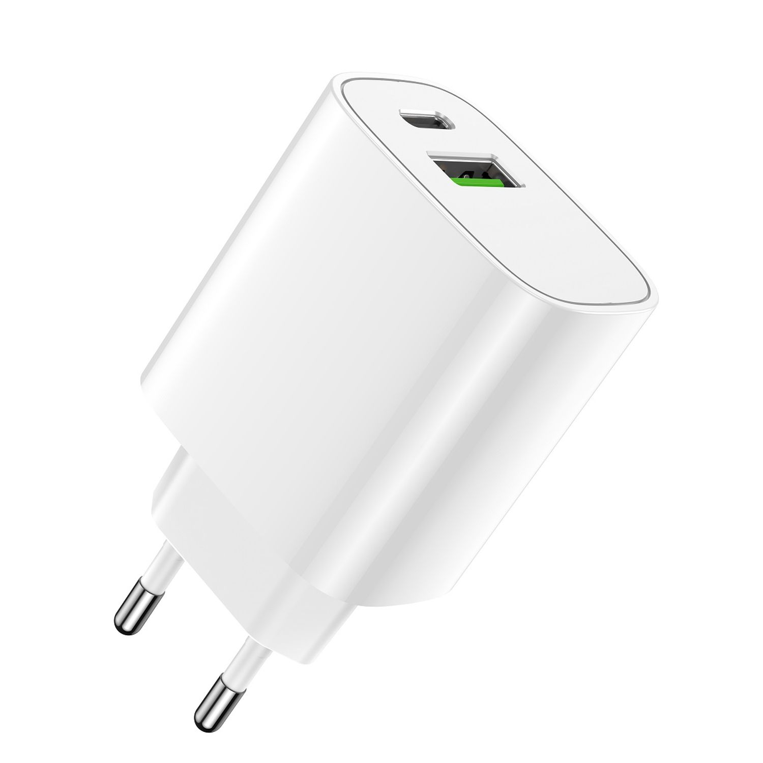 LS-04 20W sieťová nabíjačka Nabíjačka mobilných telefónov 1x USB QC 3.0 + 1x USB-C PD pre váš mobilný telefón a tablet Biela