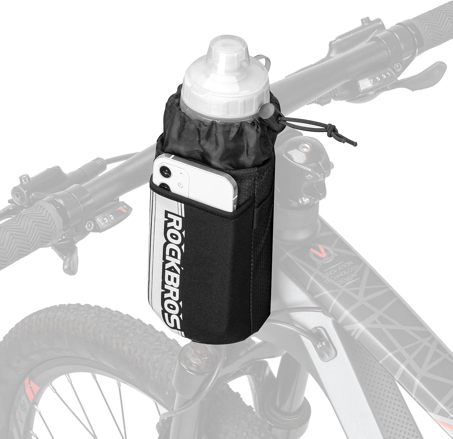 ROCKBROS Fahrrad Flaschenhalter Lenkertasche mit Fahrrad Lenker Trinkflaschenhalter und Handytasche Schwarz 1L