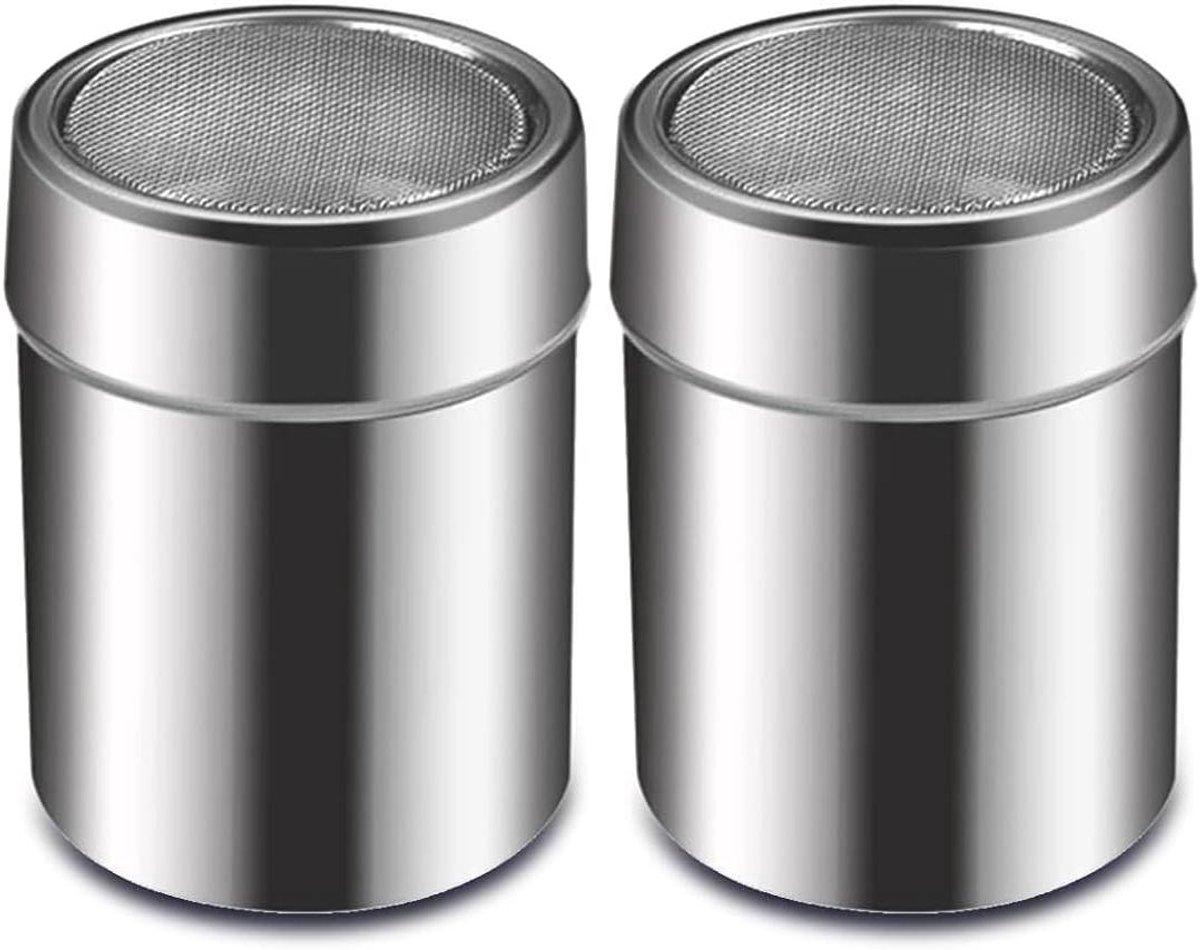 Markenlos Multifunktionales Edelstahl-Pulverset mit Deckel – ideal für Puderzucker, Kakaopulver, Matcha-Pulver, Pfeffer, Paprikapulver