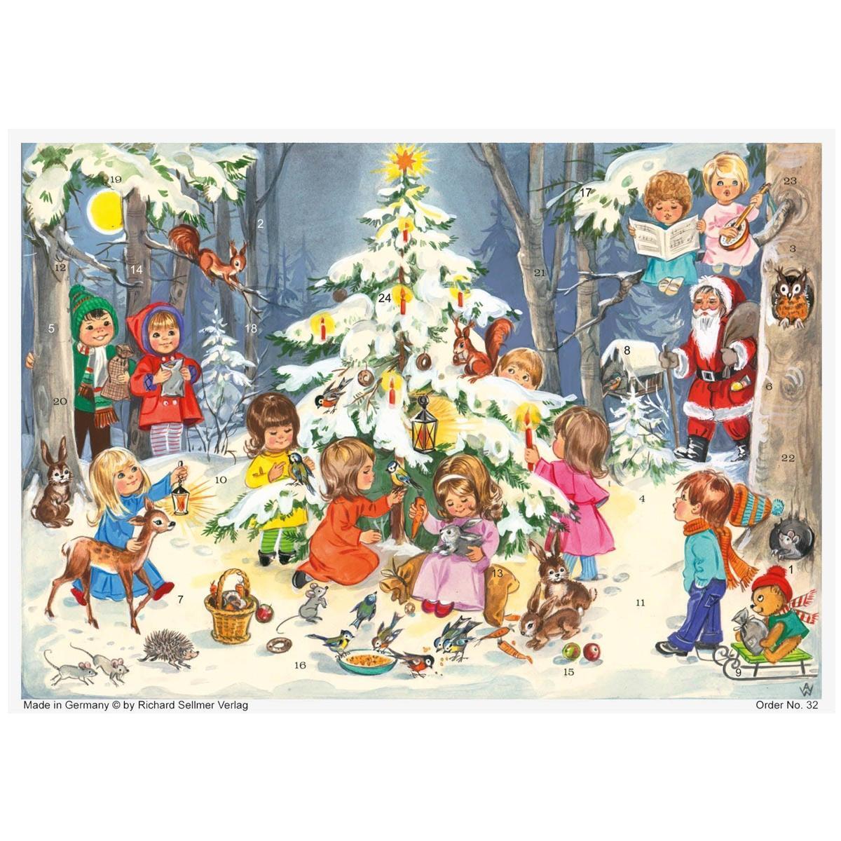 Papierový adventný kalendár vo formáte A4 s detskými motívmi