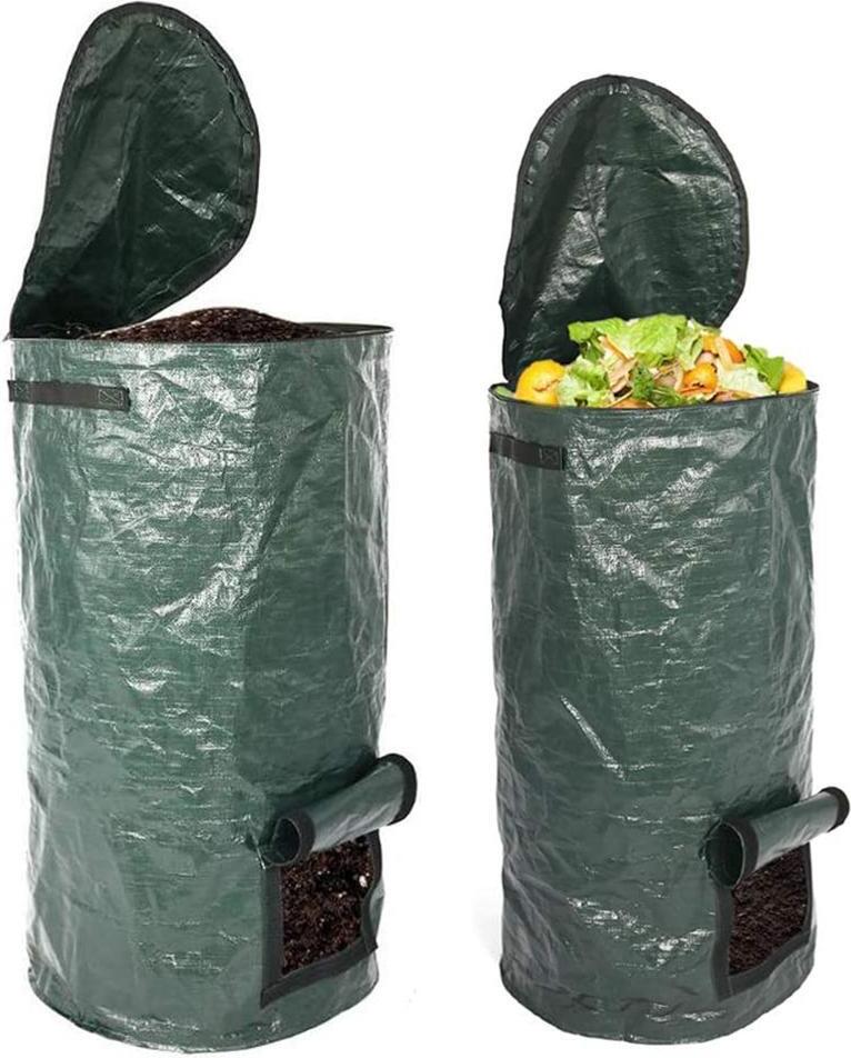 Jormftte Pack Organic Compost Bags 15 Gallon 34 Gallon Garden Compost Bins Reusable PE Waste Disposal Compost Bags for Kitchen Garden Yard KAU-LR-HT-CPK-PH-20250703-96