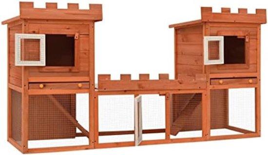 Famanu Kaninchenstall für draußen - Kaninchenkäfig mit Auslauf - Großes Kaninchenhaus - 2 Häuser