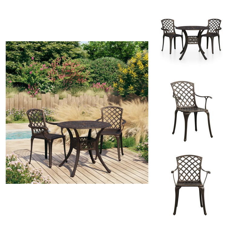 vidaXL 3-dielny bistro set hliníkový odliatok bronz - Záhradné nábytkové sety