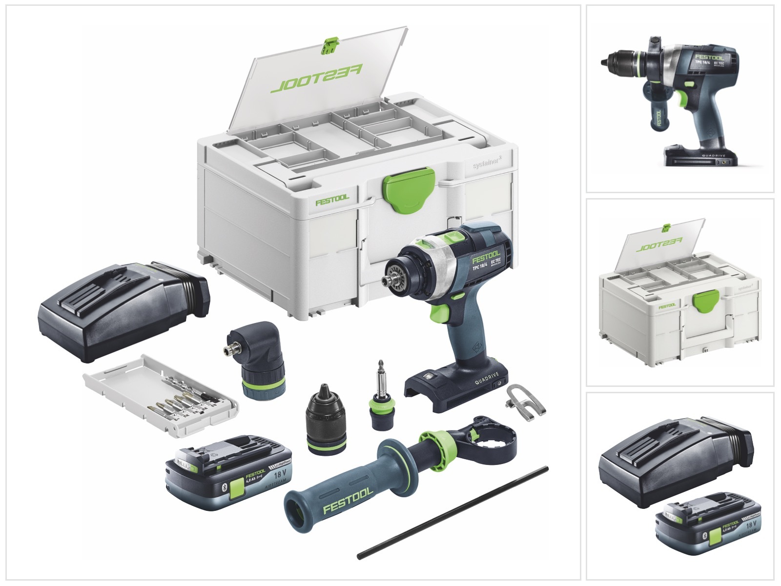 Festool TPC 18/4 I-Basic-Set akumulátorová príklepová vŕtačka 18 V 75 Nm bez kefiek + 1x akumulátor 4,0 Ah + nabíjačka + systainer