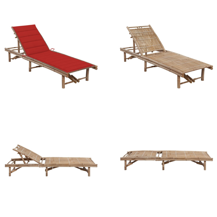 vidaXL Záhradné lehátko s bambusovým vankúšom - Lehátko - Lehátka - Lehátko s vankúšom - Lehátka s vankúšmi