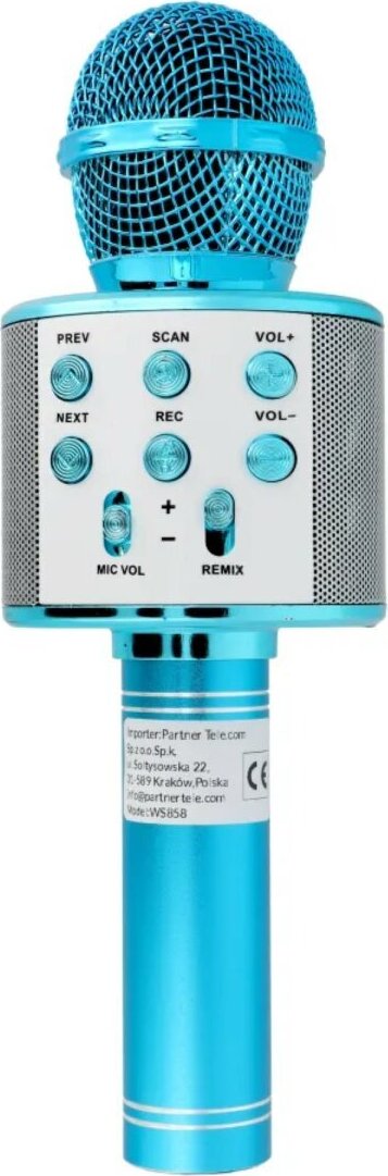 Multimediálny karaoke mikrofón Bezdrôtový Bluetooth reproduktor 1800mAh modrý