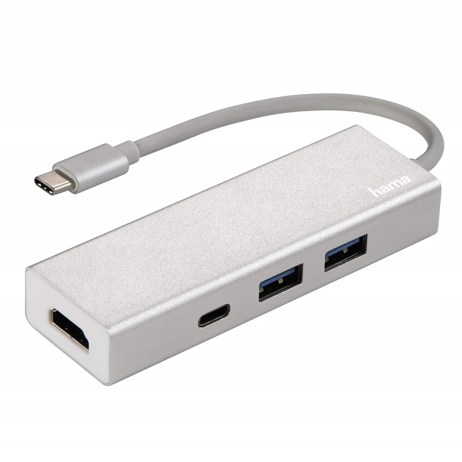 Hama USB-C 3.1 hub Aluminium, 2x USB-A, USB-C, HDMI