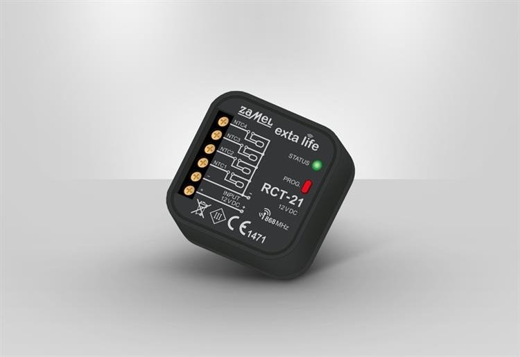 Rádiový snímač teploty, spolupráca so snímačom NTC, RCT-21/12V, exta life Zamel