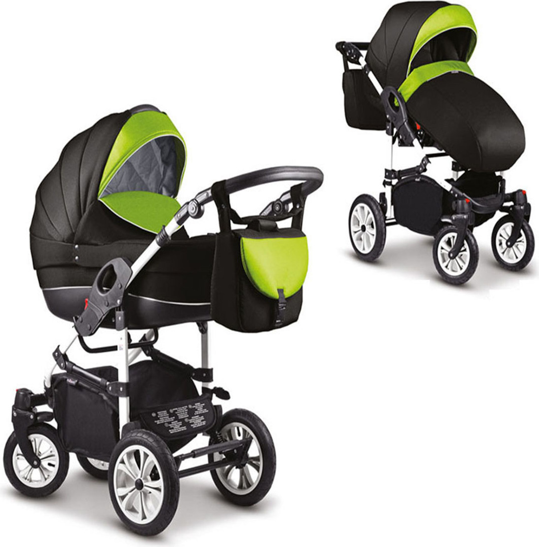 Kinderwagen-Set Craft 2 in 1 inSchwarz-Grün - 13 Teile - in 18 Farben erhältlich