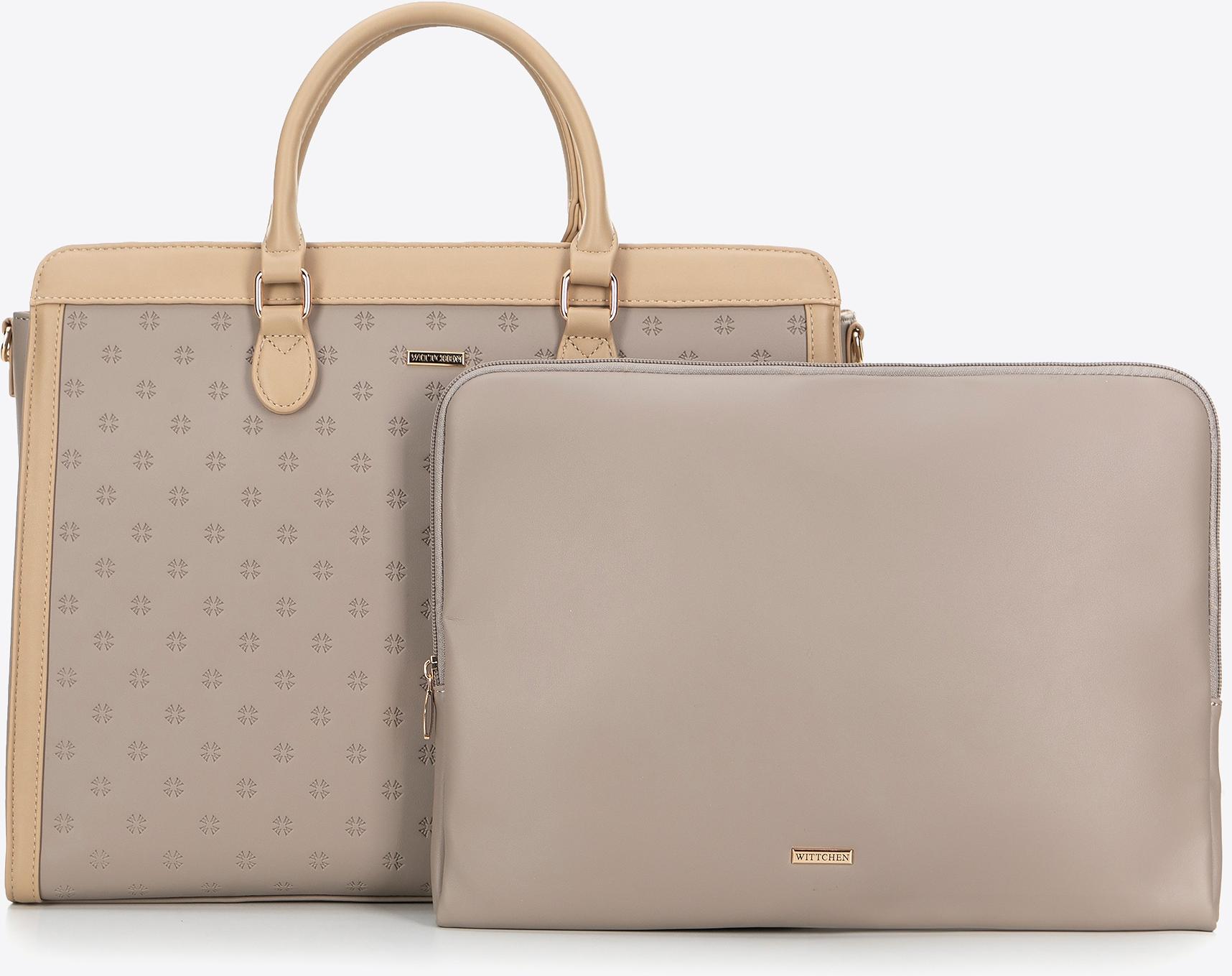Wittchen Damen-Tasche mit 15,6-Zoll-Laptopfach, beige,
