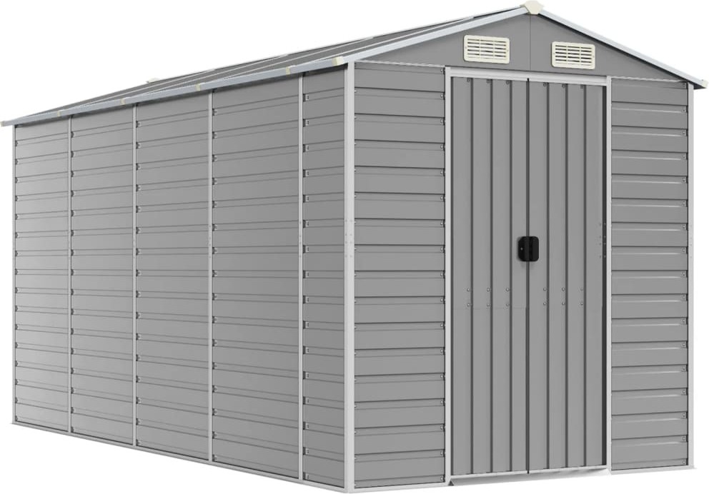 vidaXL Záhradný prístrešok svetlosivý 191x385x198 cm Pozinkovaná oceľ