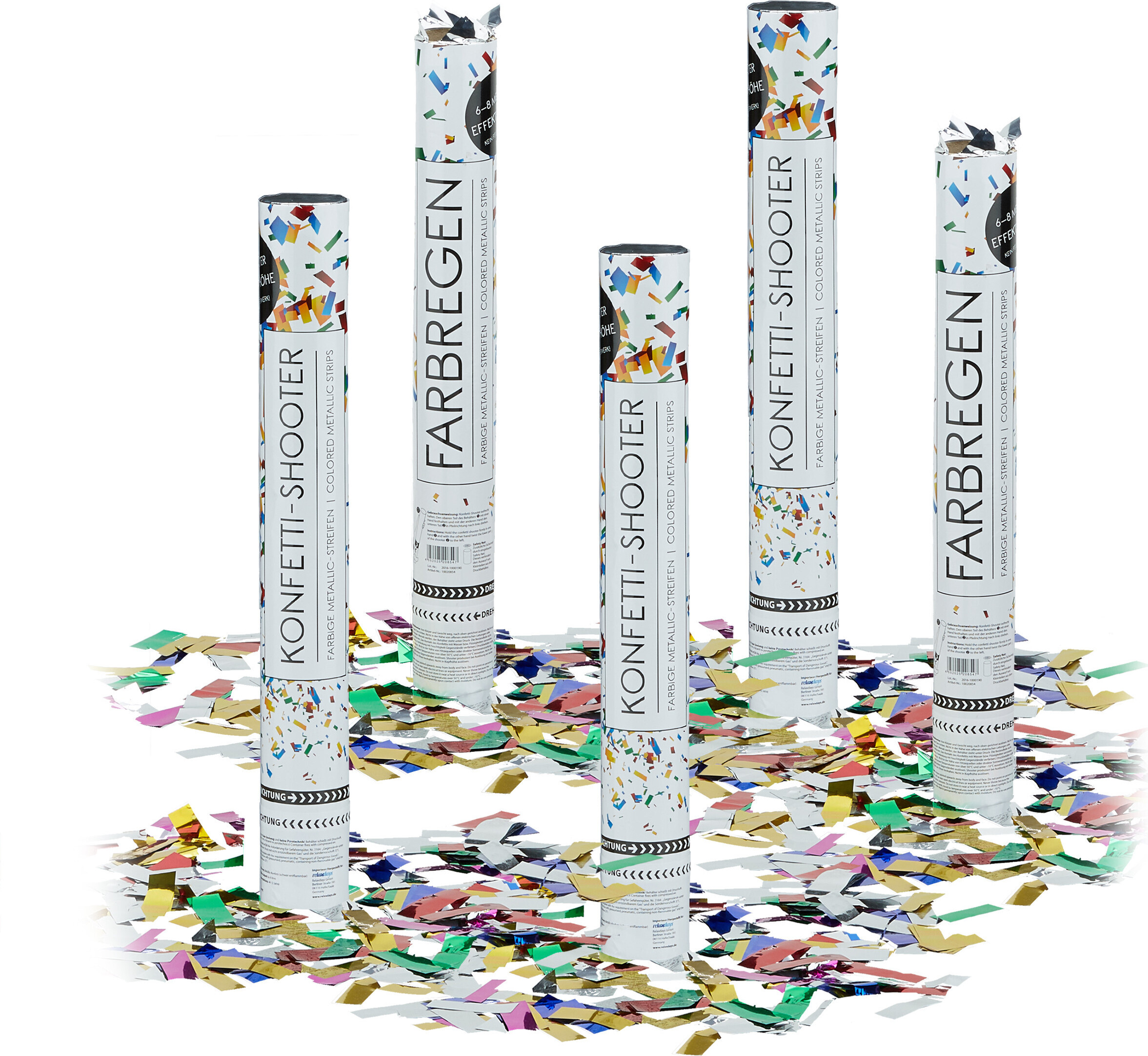 2 X Party Popper Konfettikanone – 80 Cm, 6-8 M Effekthöhe, Gold/Silber Metallic, Für Hochzeit & Geburtstag