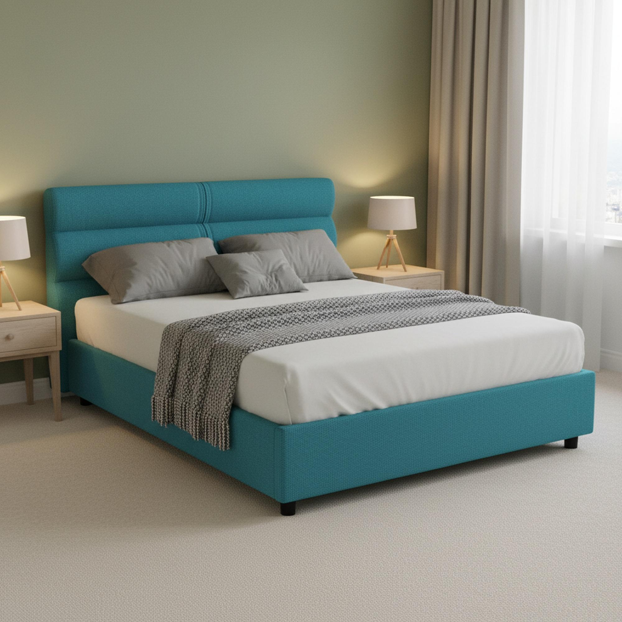 Dmora Brivio - Bett: Eineinhalb Platz, Blau, Abziehbar Italy