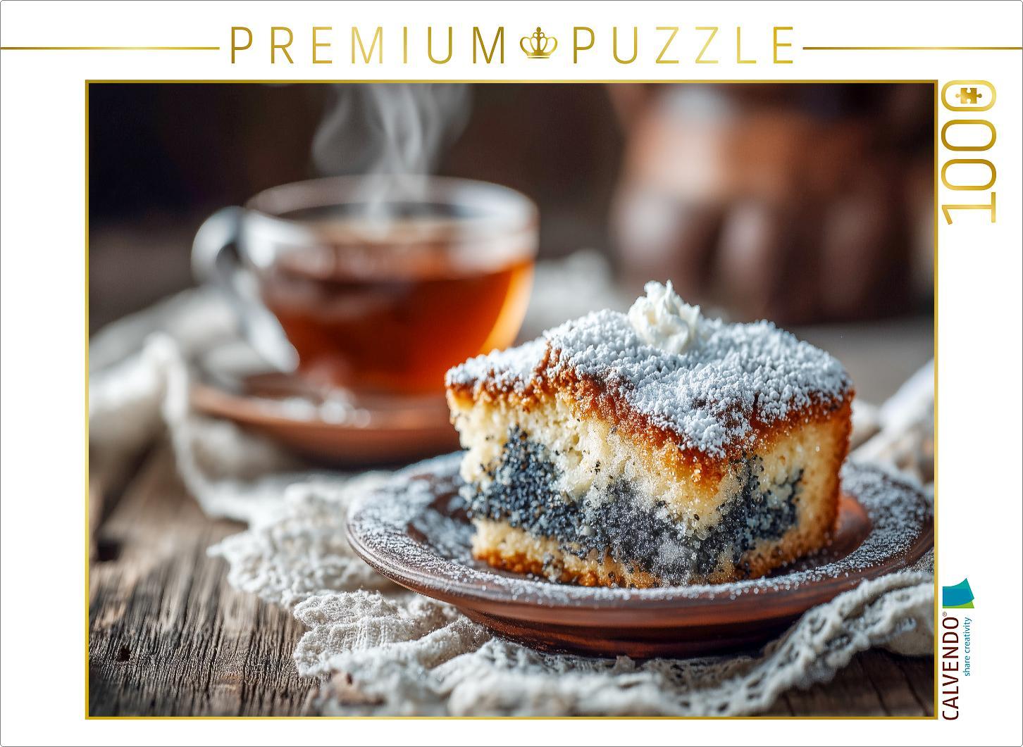 CALVENDO Puzzle Saftiger Mohnkuchen mit Puderzucker | 1000 Teile Lege-Größe 64x48cm Foto-Puzzle für glückliche Stunden