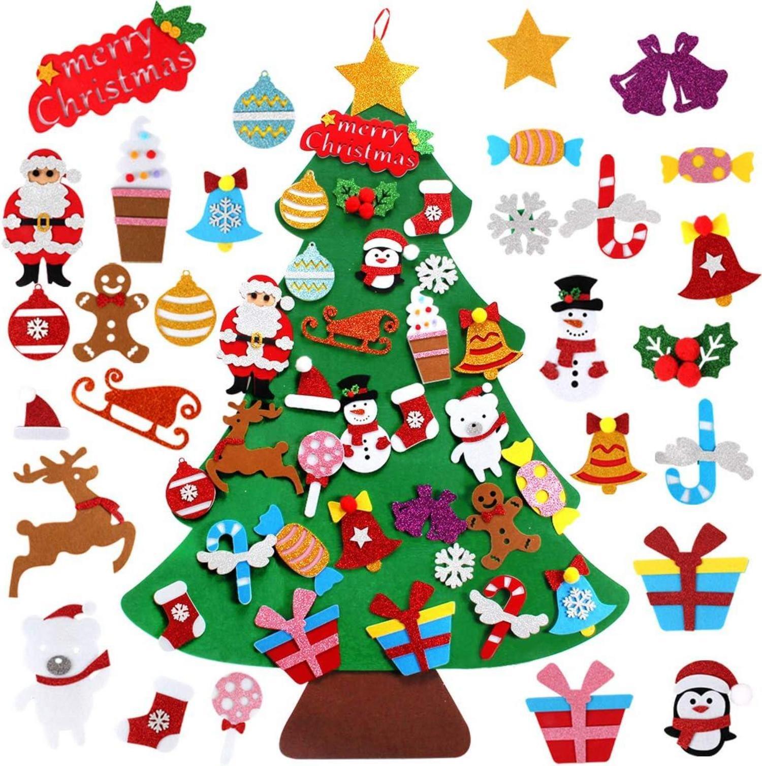 Sonstige Filz Weihnachtsbaum Kinder DIY Goldpulver 28 Ornamente 39 Zoll