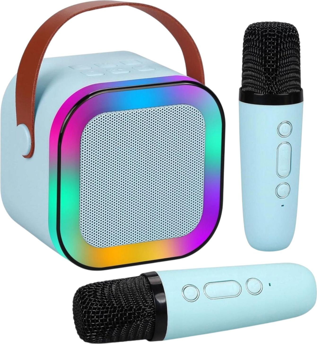 KIK KX3377 Karaoke Bluetooth reproduktor 6 W 2x bezdrátový mikrofon modrý