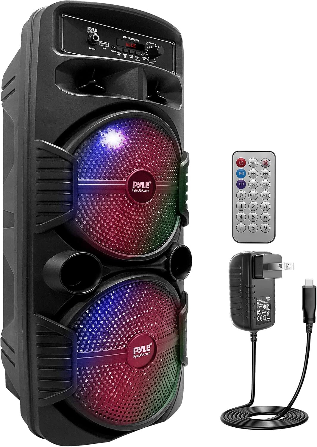 Pyle Bluetooth Lautsprecher - PA Anlage, Karaoke Maschine, Musikbox Groß, Partybox, Dual 8” Subwoofer, Tragbare Musikboxen 600W