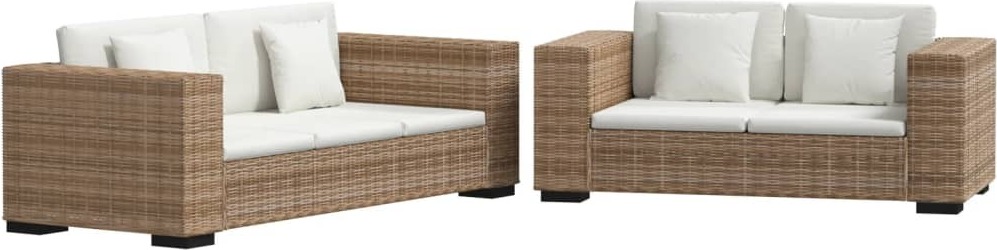 Sofa-Set 2-Sitzer und 3-Sitzer Echtes Rattan