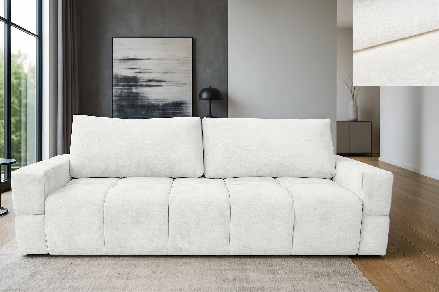 Schlafsofa 150x200 Rivello Nordelo mit Bettkasten Stoff Trenza Weiß COUCH-RIVLL-TRNZ-04