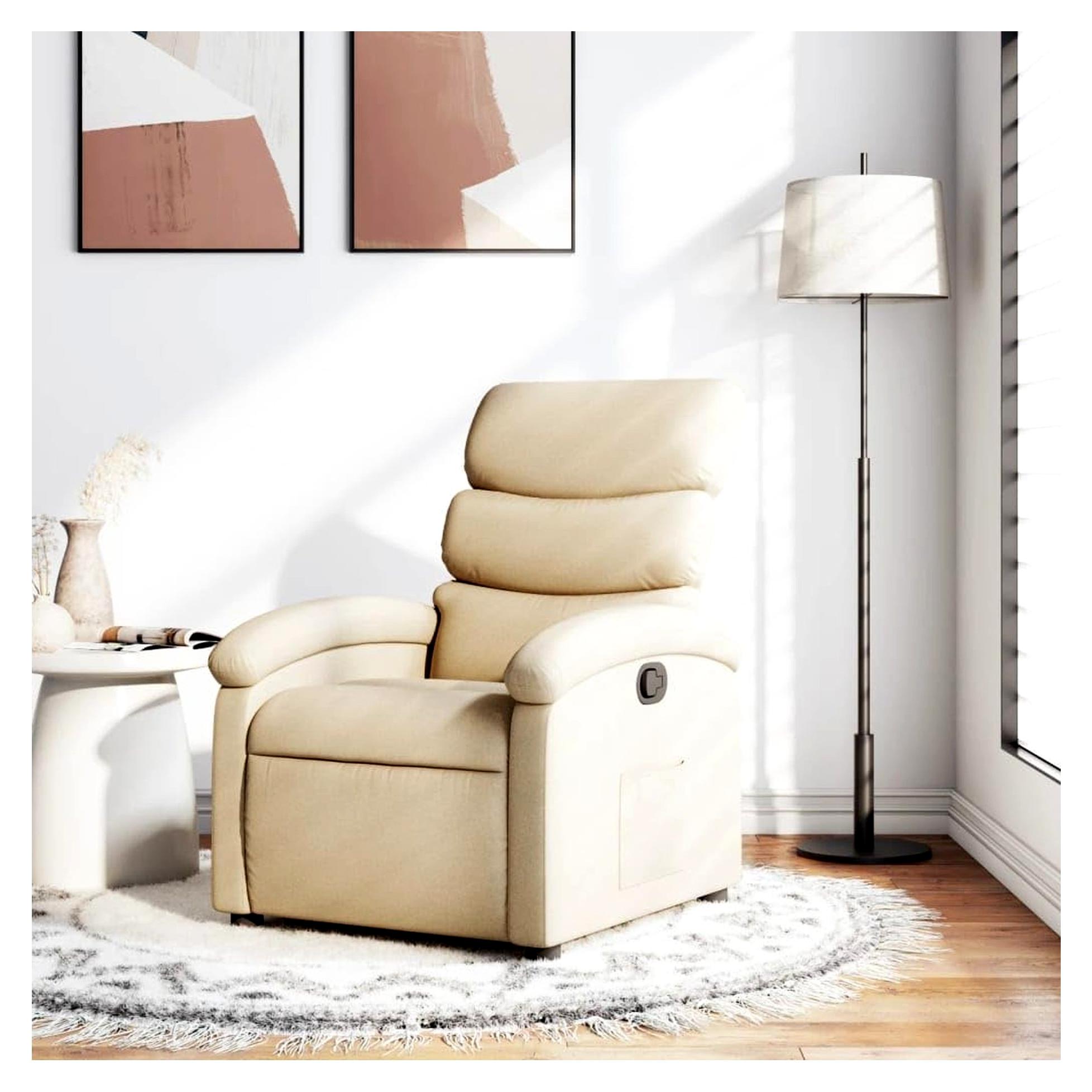 Markenlos Relaxsessel Creme Stoff, Fernsehsessel, Kinosessel, Gaming Couch