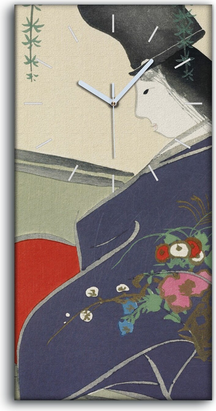 coloray Wandkunst Leinwand Bild Uhr 30x60 Gemälde Abstrakte Kunst Frauen Kimono Boot - weiße Hände zcv-2049870-30x60-b