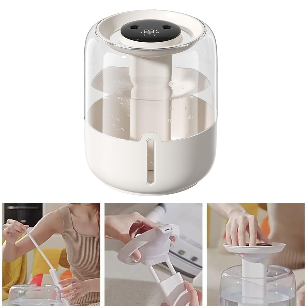 Dopwii Luftbefeuchter, 6.8L Dual Jet Luftbefeuchter mit großer Kapazität, Intelligente Digitalanzeige, Ambientes Nachtlicht, Nano-Atomisierung, weiß KAUF-WOHN-CE1047-20