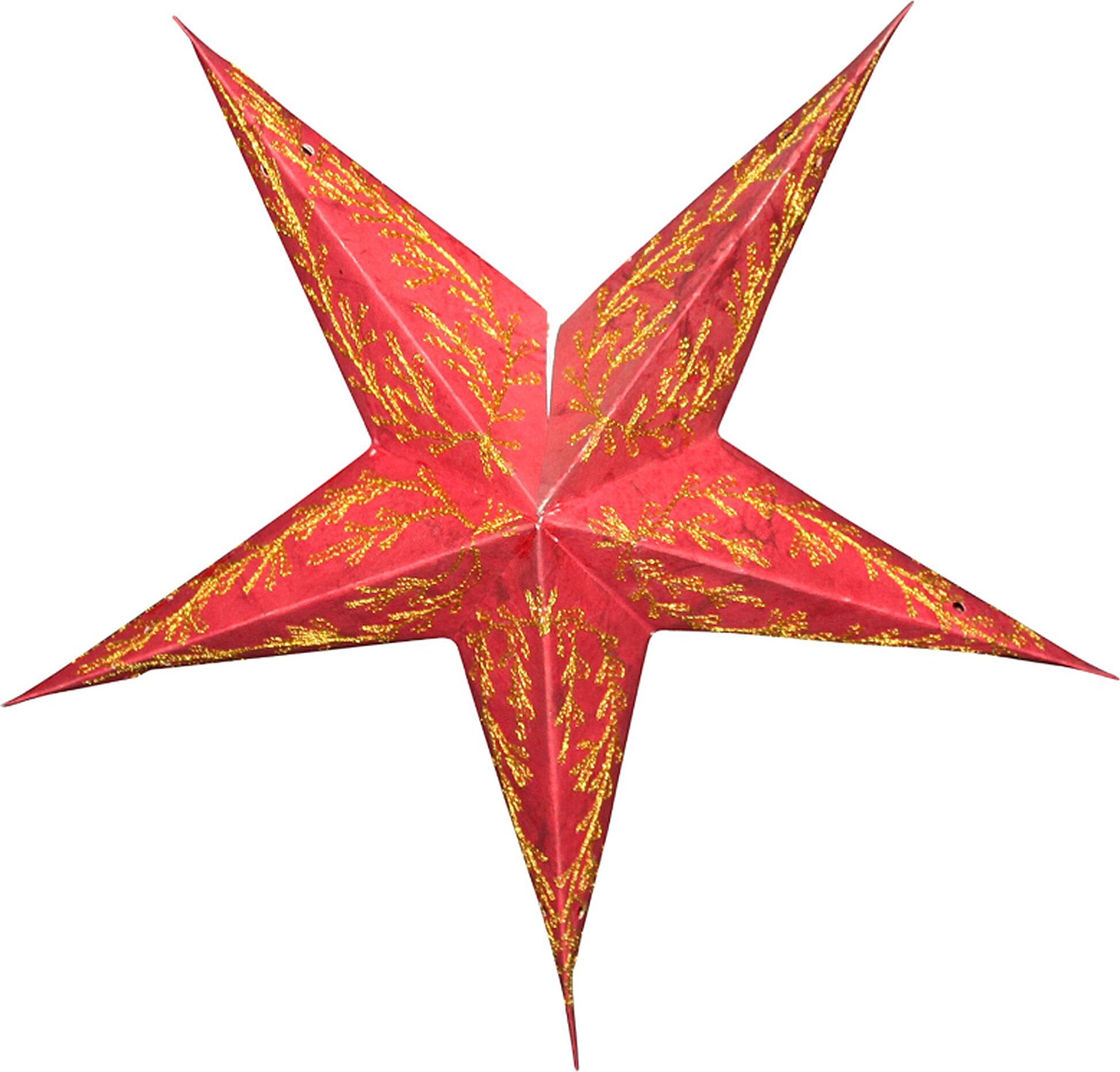 Freak Scene Papierstern - Weihnachtsstern - Stern 5zackig rot und gold gemustert - 40 cm K-064-05-02