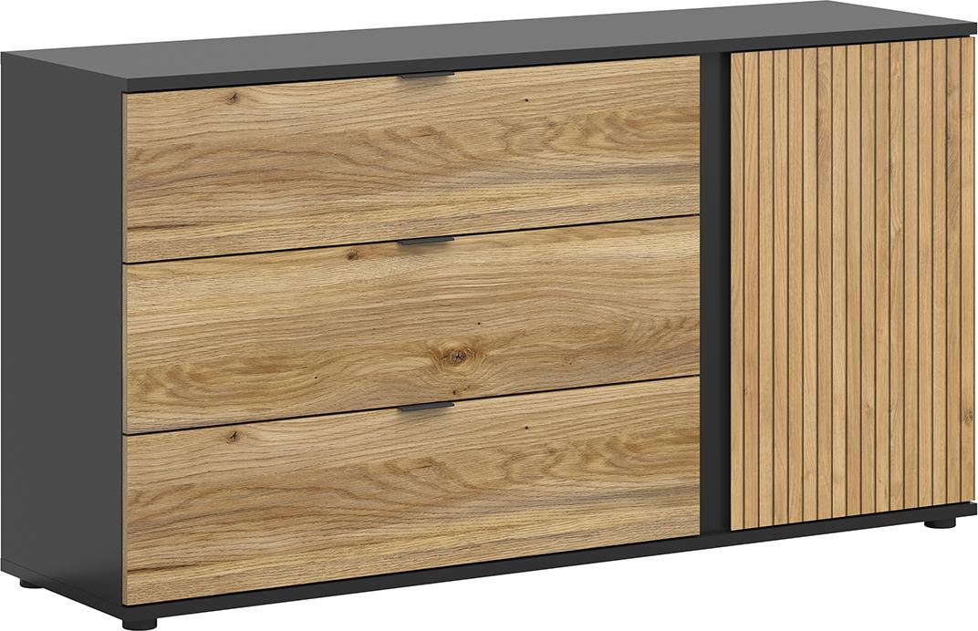 Buffet Pia mit 3 Schubladen und 1 Tür, Holzoptik, 143cm