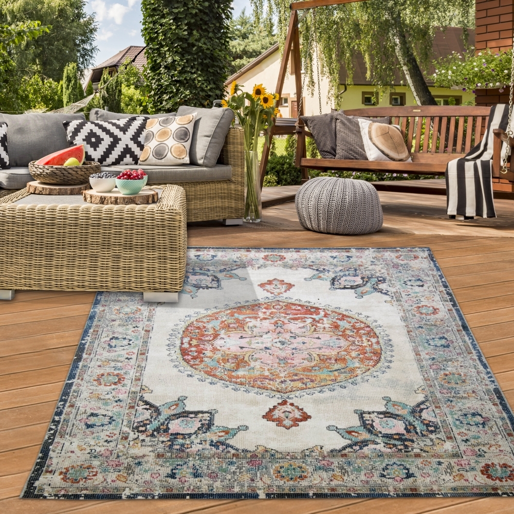 Teppich-Traum Teppich Orient Teppich Outdoor Wohnzimmerteppich Vintage bunt Größe - 120 x 170 cm 20053/0110