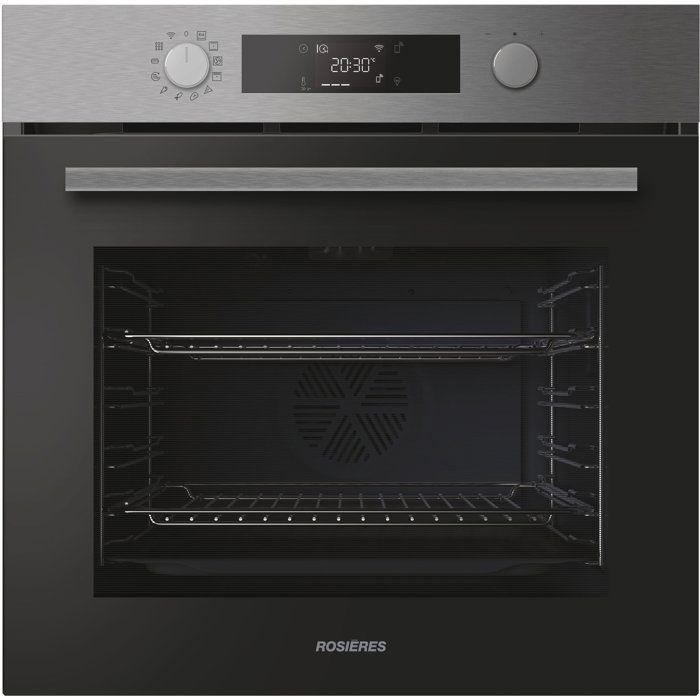 Einbaubackofen Rosieres RO6 C5AB3EYTX, Pyrolyse + Hydrolyse, 78L, AirFry, Inox/Schwarz, Kaltfront, Heißluft ROS8059019120157