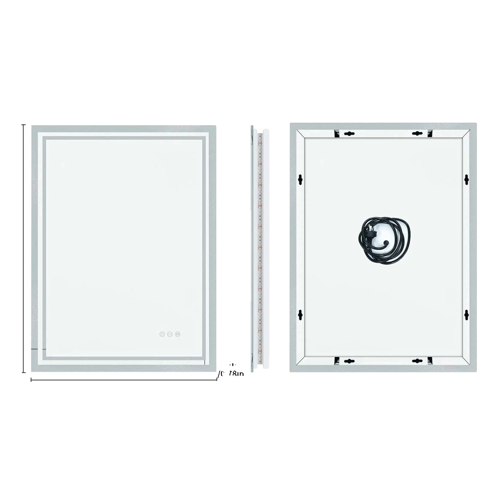 OEM Badezimmerspiegel, LED-Beleuchtung, Anti-Beschlag-Technologie, 27,5 x 35,4 Zoll 3151