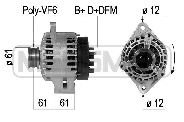 ERA 210325A Alternátor LiMa 130 A, 14 V pre OPEL ZAFIRA B (A05), Astra H Caravan (A04), Astra H hatchback (A04), Astra H GTC (A04)