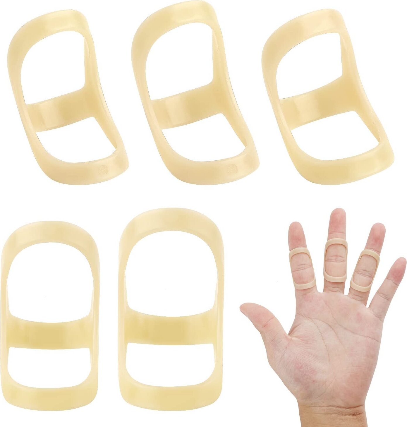 BundiGlassware 5 Stück Ovale Fingerschiene, Fingerstütze Trigger Fingerschiene Fingerglätter-Klammer für Daumen Mittelfinger Pinky Oder Ringfinger (Größen 6,7,8,9,10) FZZ-2024-0730-KA332AM332