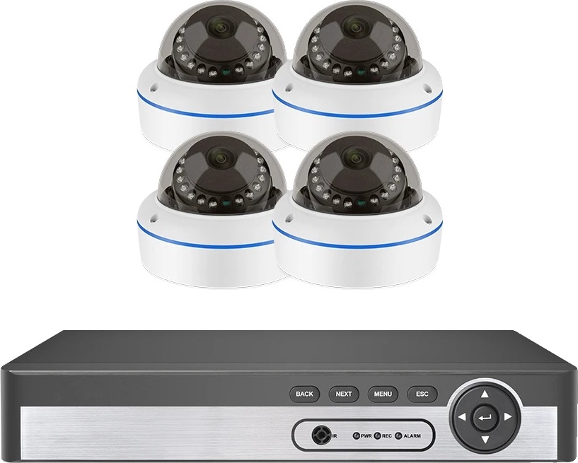 Bezpečnostný kamerový systém, rozlíšenie 5MP, dizajn odolný voči vandalizmu, 8CH NVR 4 KAMERY, žiadne