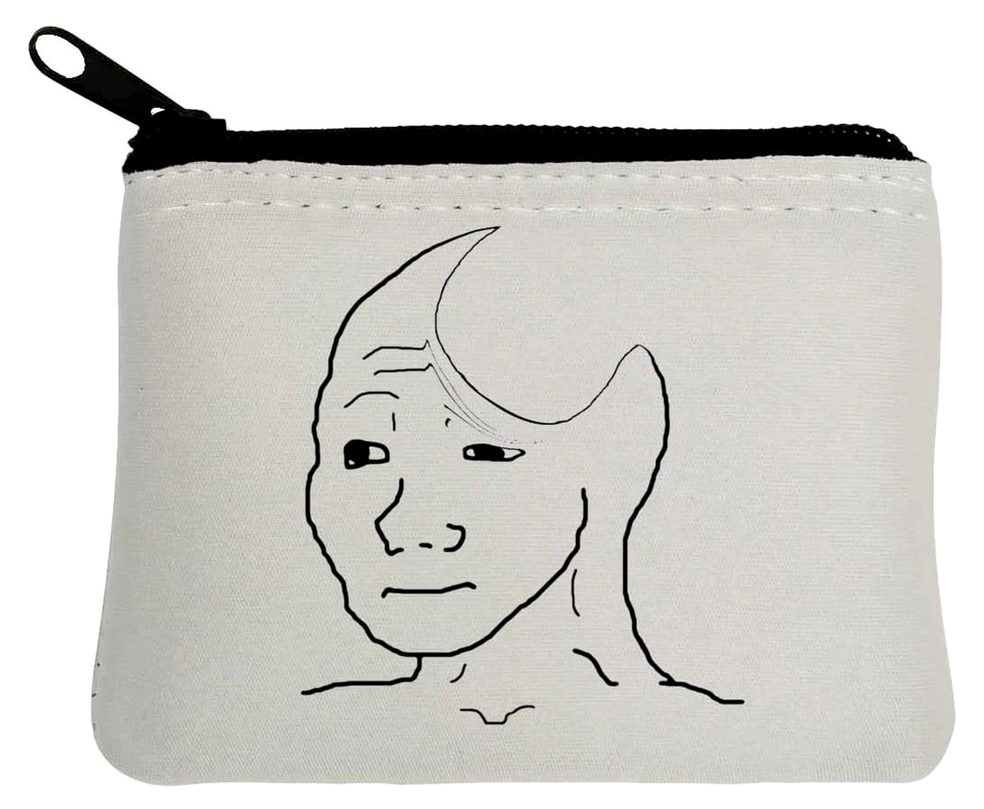 Markenlos Empty Head Brainless Wojak Neopren-Münzgeldbörse, 10 x 11 cm, Weiß
