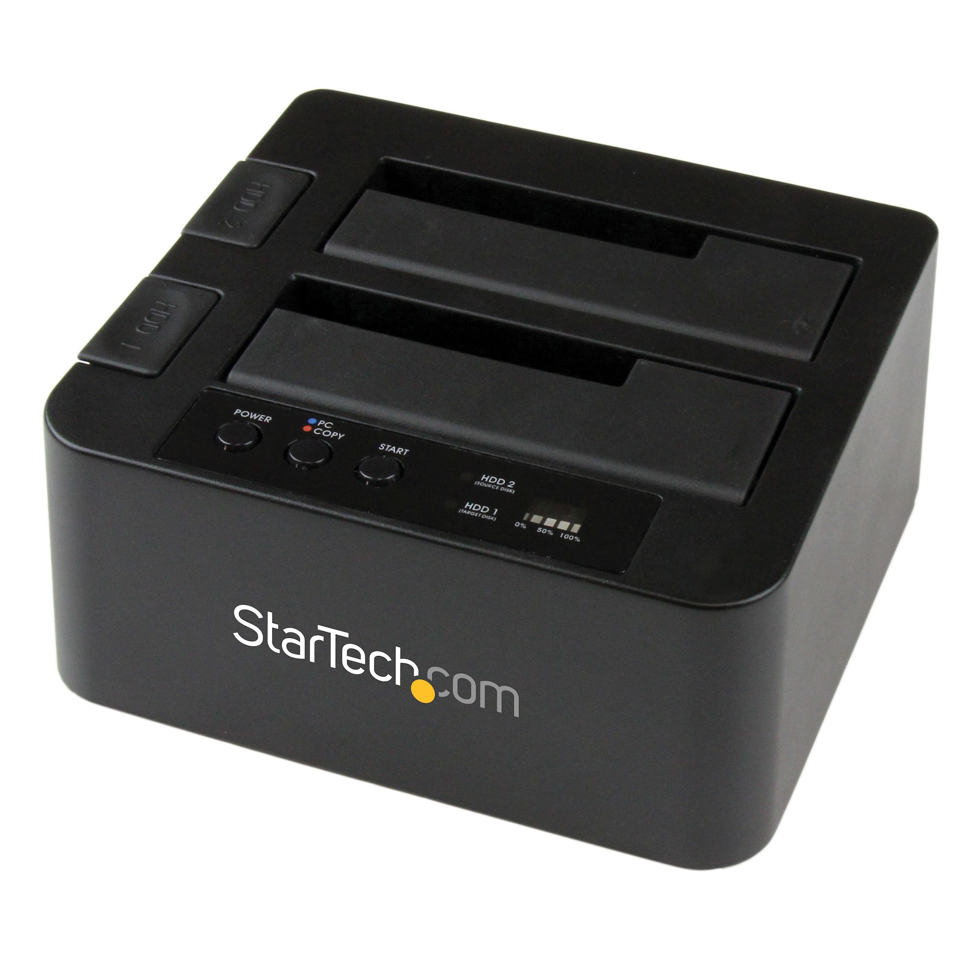 StarTech.com Dual-Bay Festplatten-Kopierer, Selbständiger USB 3.0 (5 Gbit/s) / eSATA auf 2.5/3.5" SATA III HDD/SSD Cloner/Kopierer, Festplatten Dockingstation, Festplatten Kopierer, HDD/SSD-Duplikator, 1 Kopien, USB 3.2 Gen 1 (3.1 Gen 1)/eSATA, Schwarz, USB Typ-B, Kopieren SDOCK2U33RE
