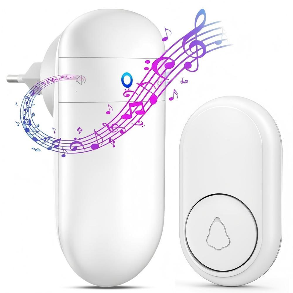 Sross Türklingel Funkklingel, Kabellose Türklingel, Klingel Haustür, Batterielos, Plug & Play, 52 Melodien auf 5 Stufen Volumes, für Haus, Büro, Hotel