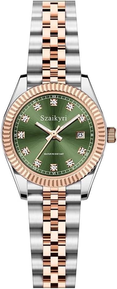 Szaikyri Watch Für Damen, Klassische Damenuhr mit Festem Rostfreien Stahlgürtel Wasserdicht Armbanduhr Damen Kalender Uhr für Damen Präzise Zeitmessung
