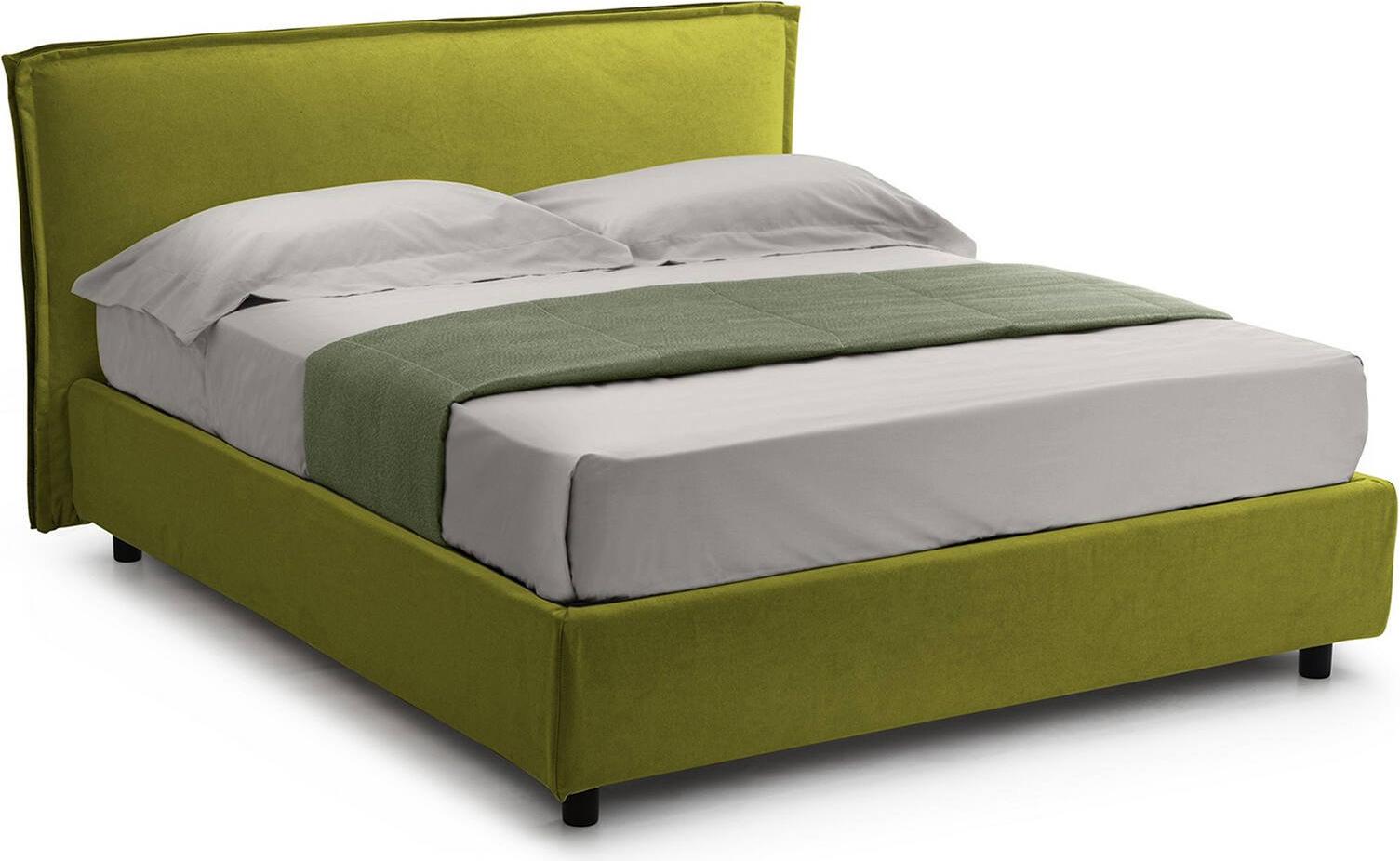 Einzelbett Dmora Brozolo Grün, inkl. Matratze, abnehmbar