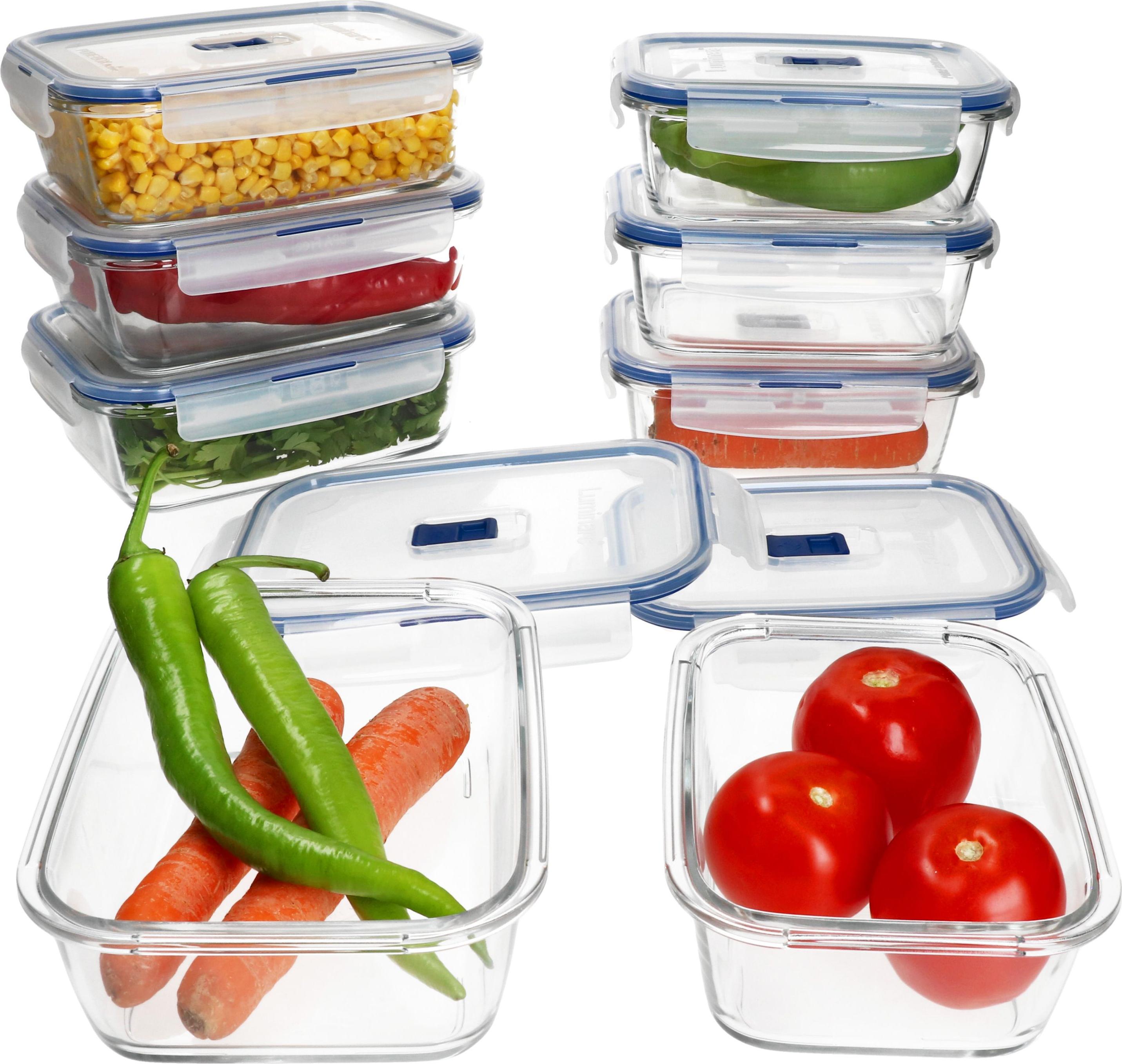 MamboCat 8x Pure Box Active Glas-Vorratsdose mit Kunststoffdeckel 820ml & 1,22L
