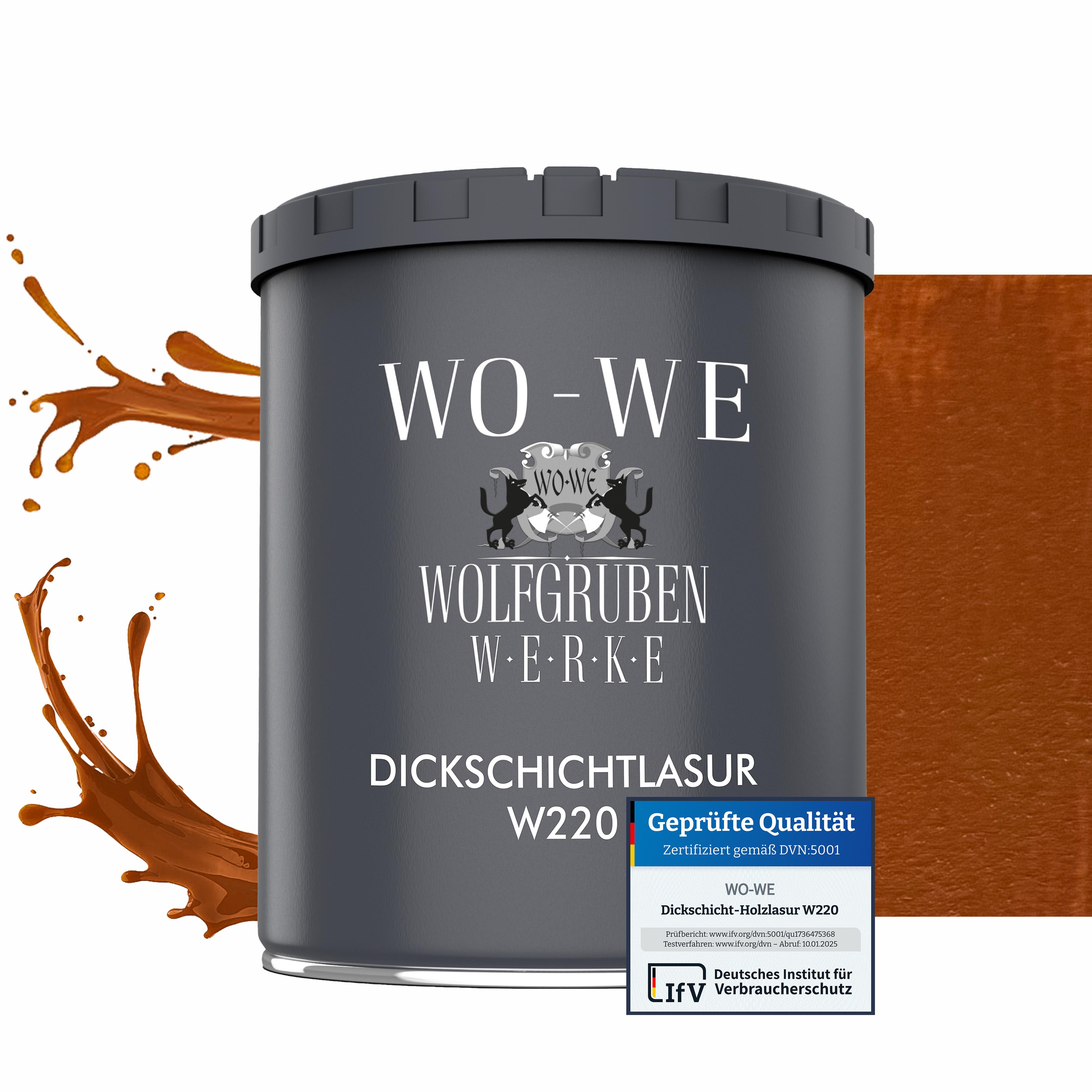 WO-WE Dickschichtlasur 2in1 Holzlasur Holzschutzlasur außen und innen W220 Teak - 750ml
