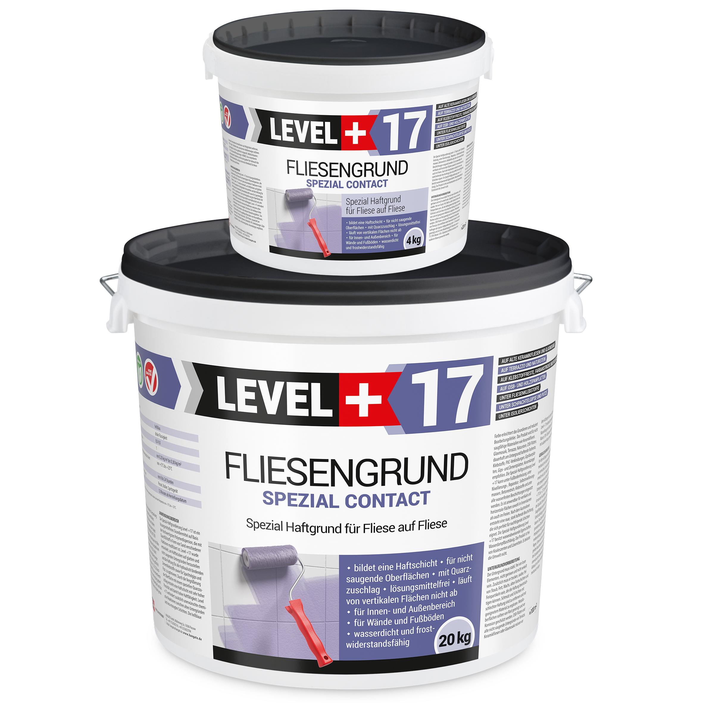 Hangato GmbH Fliesengrund 24Kg Fliese auf Fliese Spezial Haftgrund Fliesengrundierung LEVEL+ RM17 RM17_24