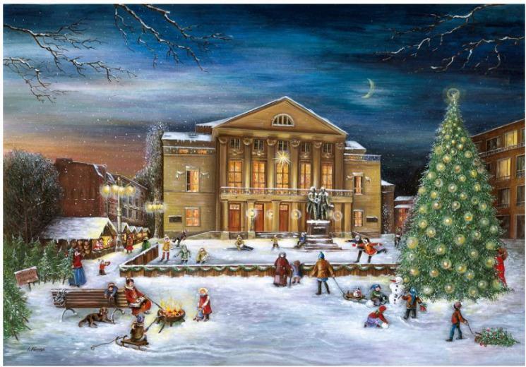 Adventný kalendár Weimar s motívmi Národného divadla a mesta