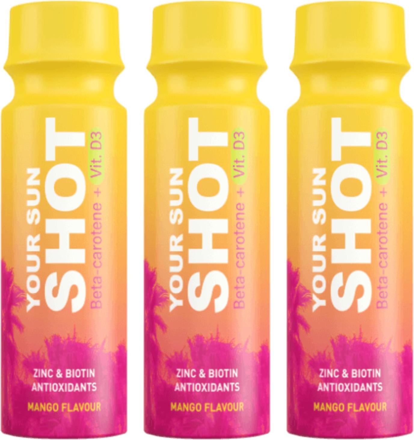SuperTan Your Sun Shot Mango mit Vitamin D3 Sonnenschutzgetränke 80 ml x3 Stück