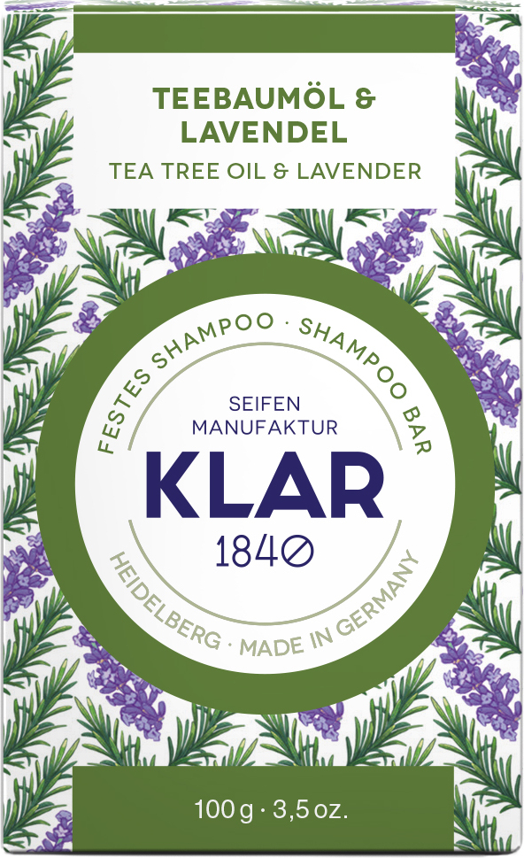 Klar Seifen festes Shampoo Teebaumöl & Lavendel 100g (gegen Schuppen) 7040-22