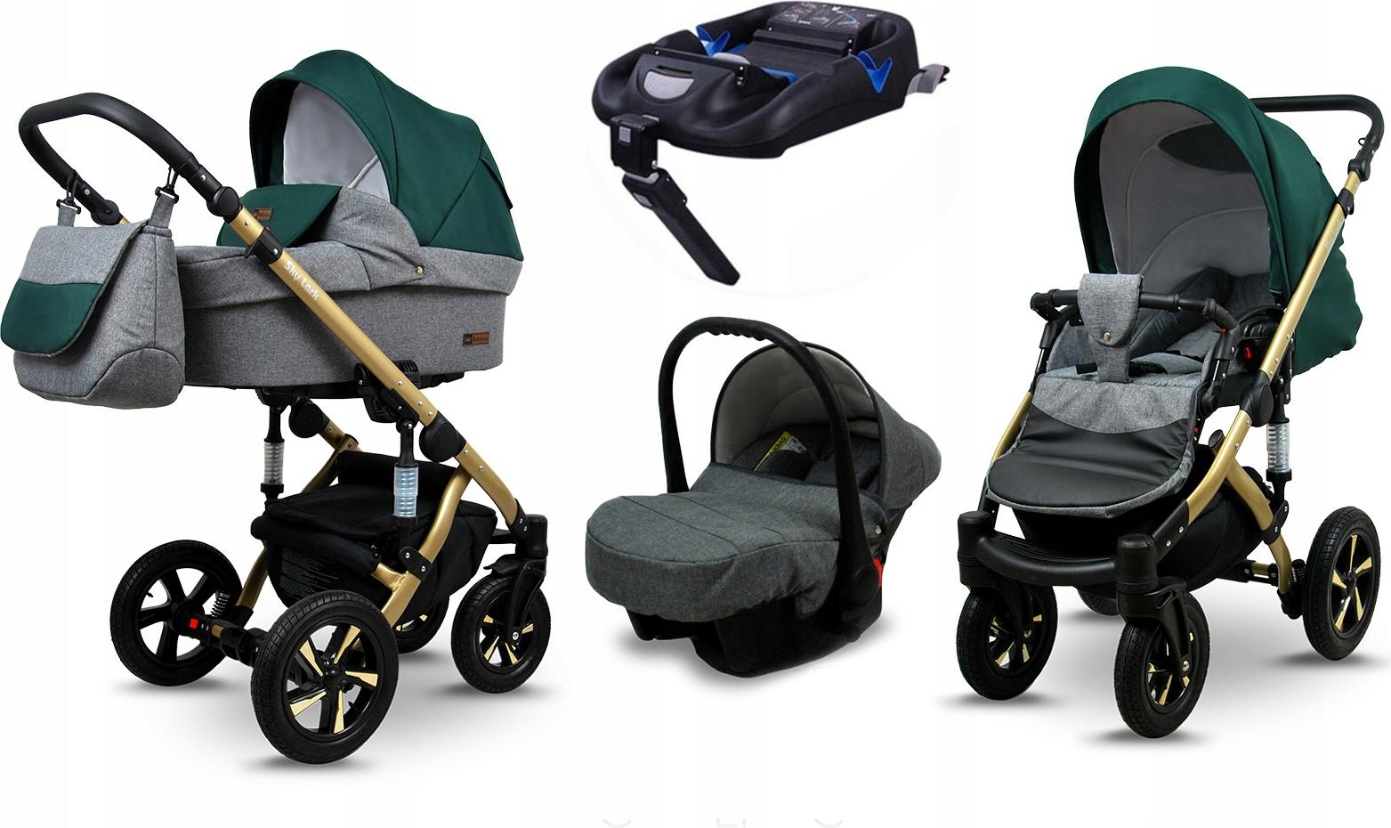 BabyLux Sky Lark | 4in1 Kinderwagen Set | Grey Flex Green | Kombikinderwagen | Kinderwagenset |
