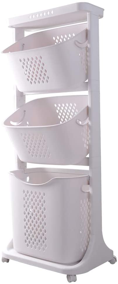3 Compartment Laundry Basket - 60x30x50 Organizer with Lid - 84L